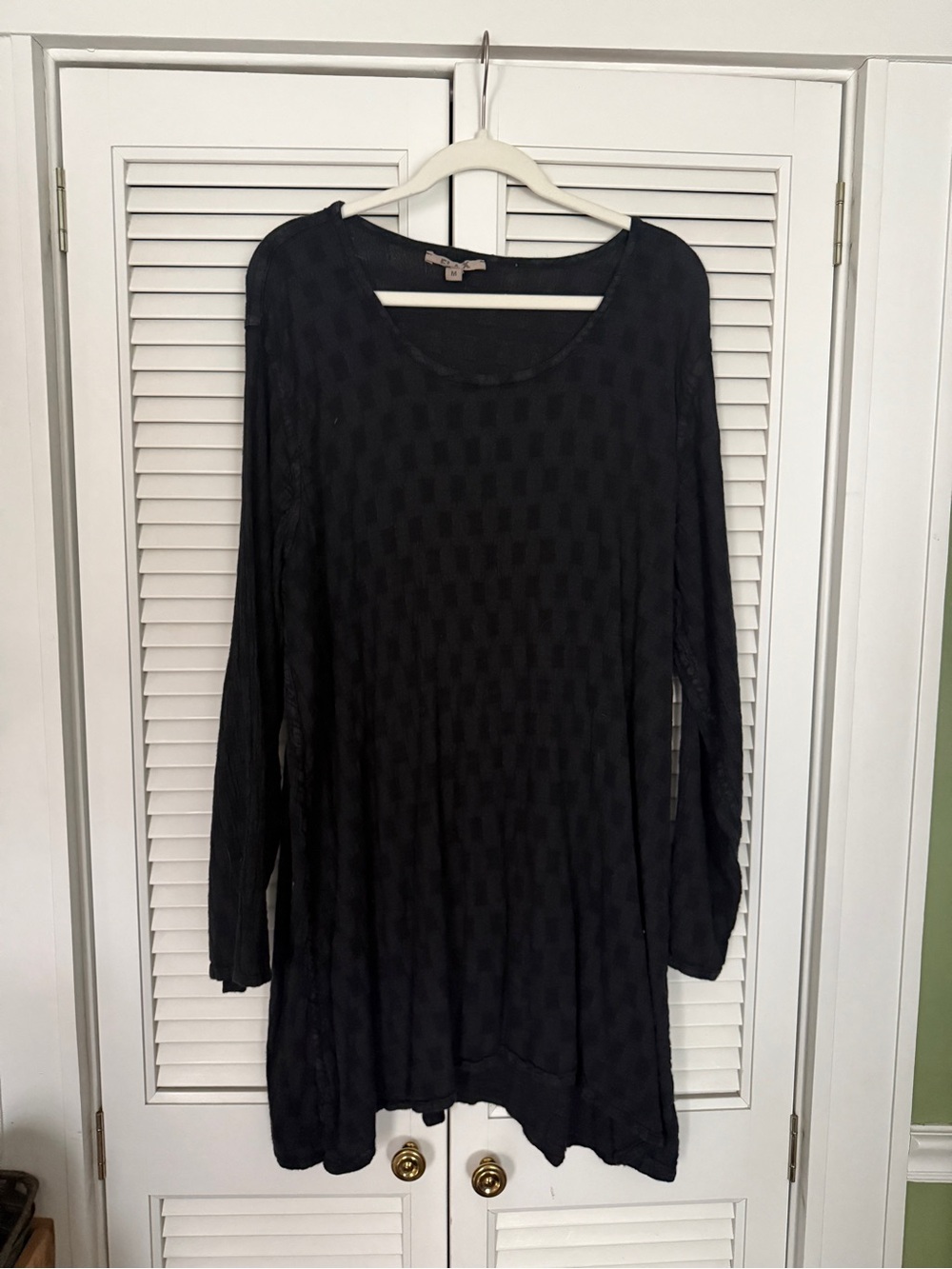 Flax Linen Black Long Sleeve Dress